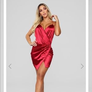 Fashion Nova Red Satin Dress